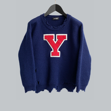 Load image into Gallery viewer, Raf Simons AW 2016-17 Destroyed Varsity Patch Sweater
