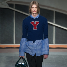 Load image into Gallery viewer, Raf Simons AW 2016-17 Destroyed Varsity Patch Sweater
